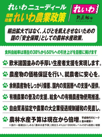 れいわ農業政策 れいわニューディール